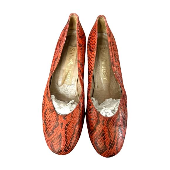 Rare Vintage 1991 Sam & Libby Collectible Snakeskin Print Block Heels, 7.5 - Picture 3 of 6